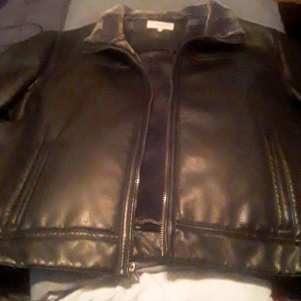 Kevin Klein leather mini fur inside winter coat